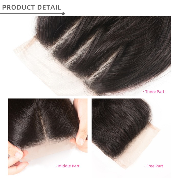 Kriyya Maylaysian Straight 100% Human Hair 4 Bundles With 4X4 Closure 