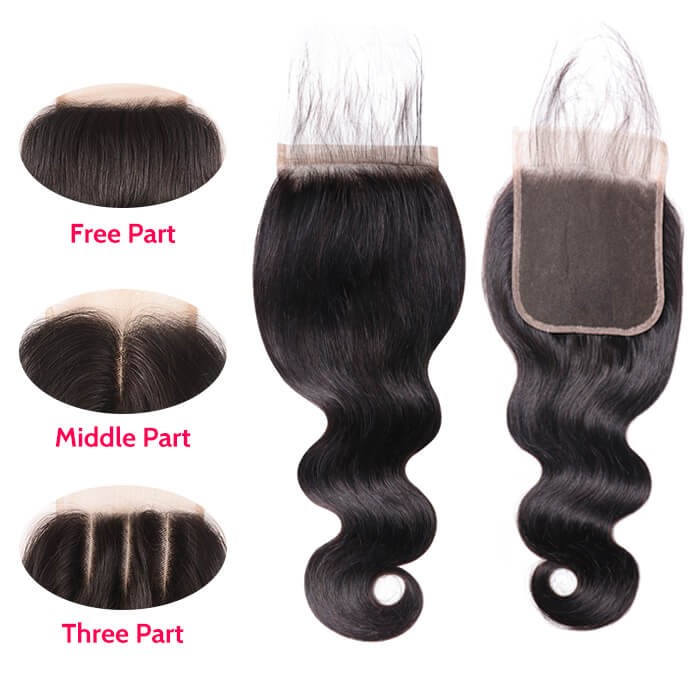 Kriyya Body Wave Virgin Remy Hair 4x4 Lace Closure Natural Color