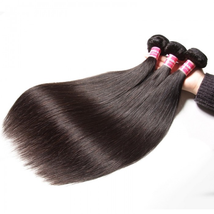Kriyya 3 Bundles Straight Human Hair Weave Brazilian Hair 