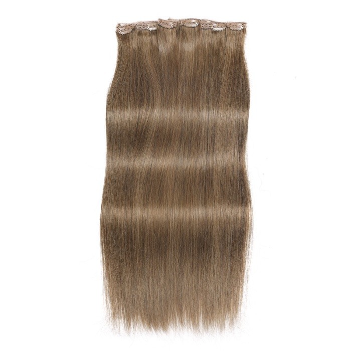 Kriyya 220g Seamless Clip In Hair Extensions Light Golden Brown Remy Hair 