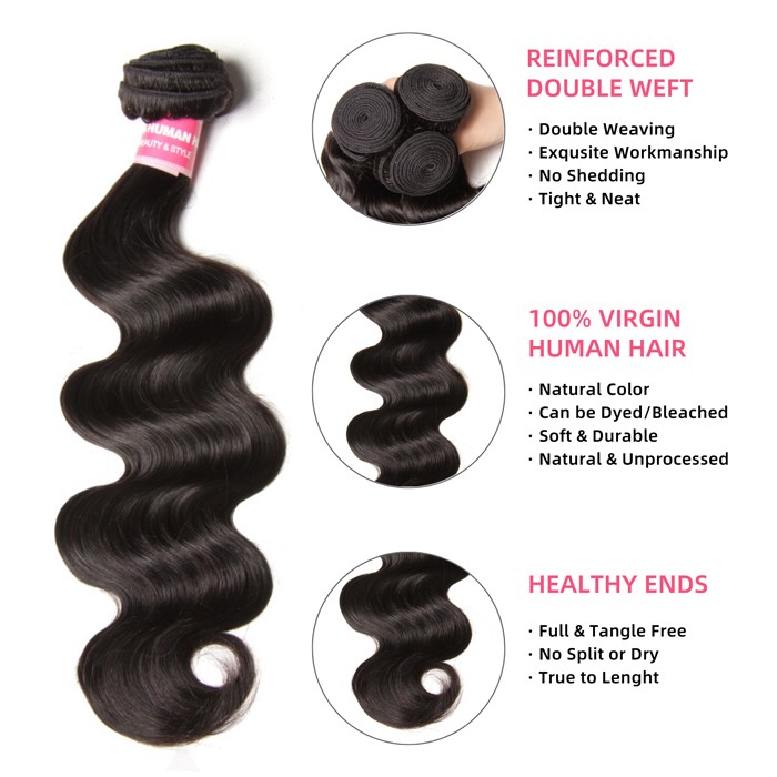 Kriyya Peruvian Body Wave Human Hair 4 Bundles Deals Unprocessed 9A Virgin Hair