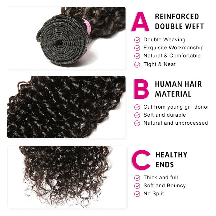 Kriyya Brazilian Jerry Curly Virgin Remy Hair 3 Bundles With 4*4 Transparent Lace Closure