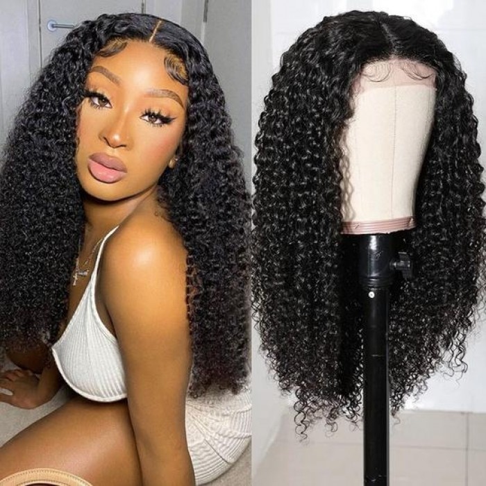 Kriyya Curly 4x4 Lace Closure Wigs 100% Remy Human Hair Wig Pre Plucked 150% Density