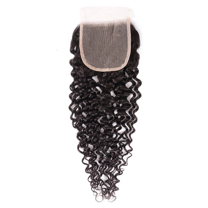 Kriyya Jerry Curly Pre-Plucked Virgin Hair 4*4 Transparent Lace Closure
