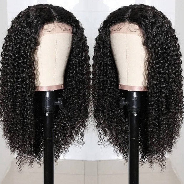 Kriyya Virgin Hair Jerry Curly 4X4 Lace Closure Wig Pre Plucked with Baby Hair