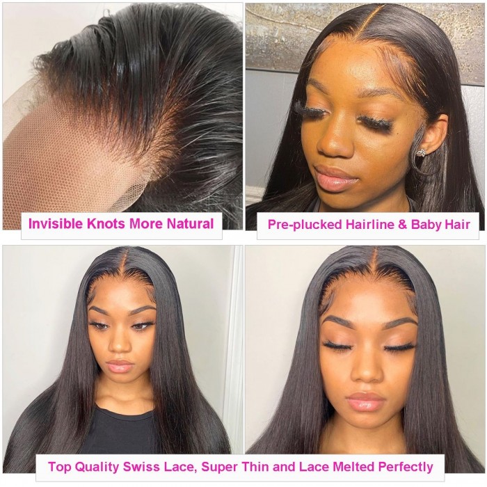 Kriyya Kinky Straight Lace Front Wig 13x4 Lace Frontal Human Hair Wig Pre-Plucked Favorable Price