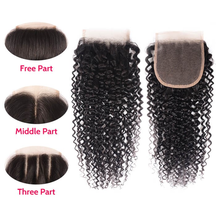 Kriyya High Grade Kinky Curly Virgin Hair 4x4 Lace Closure Sew In