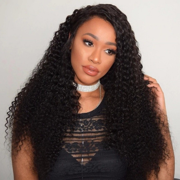 Kriyya Unprocessed Kinky Curly U Part Wig Human Hair 150% Density 2X4 Right U Part Wig