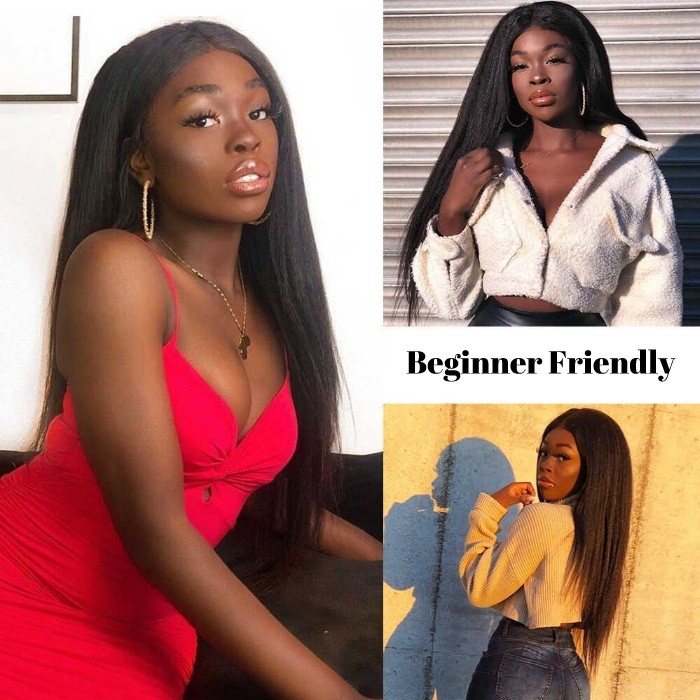 Kriyya Kinky Straight U Part Wig 150 Density U Shape Virgin Human hair Wigs Natural Color