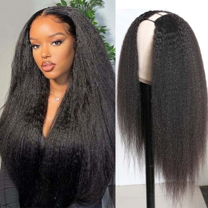 Kriyya Glueless Kinky Straight Brazilian Hair U Part Wig 150% Density Beginner Friendly At A Favorable Price
