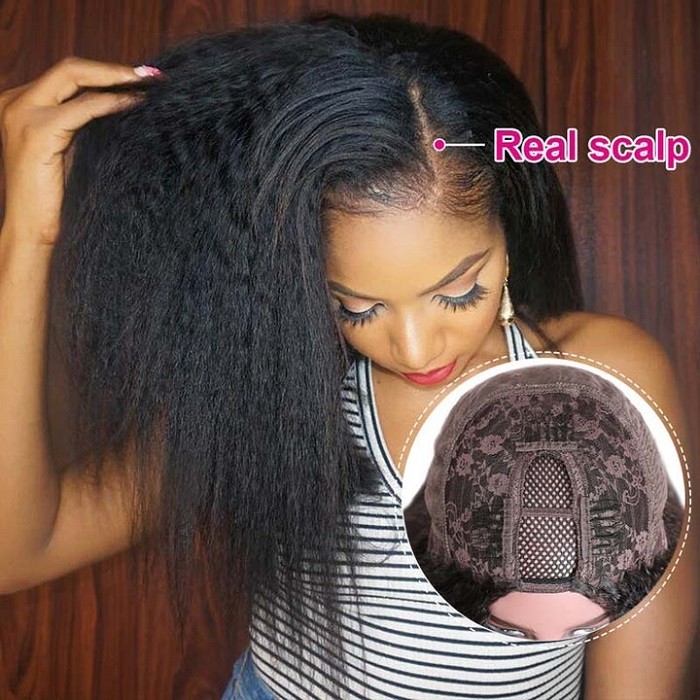 Kriyya Glueless Kinky Straight Brazilian Hair U Part Wig 150% Density Beginner Friendly At A Favorable Price