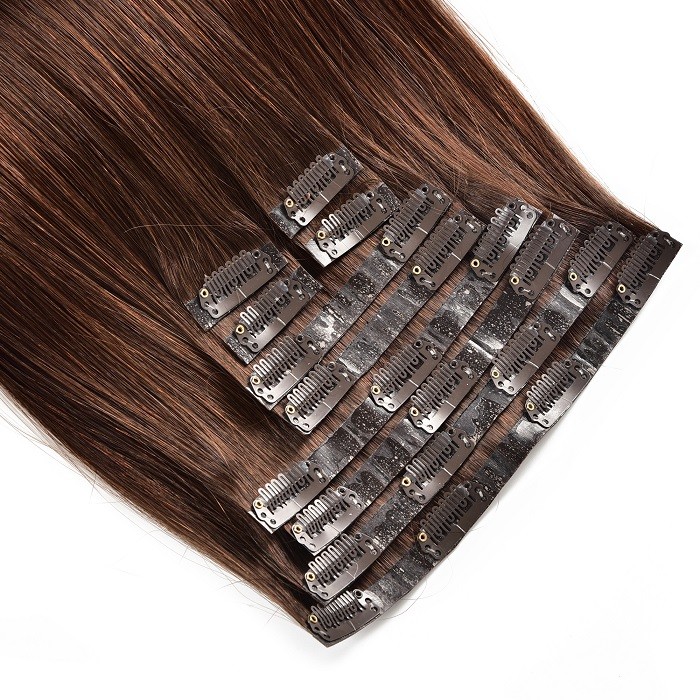 Kriyya Hair Extensions Seamless Clip Ins Chocolate Brown Human Hair Extensions