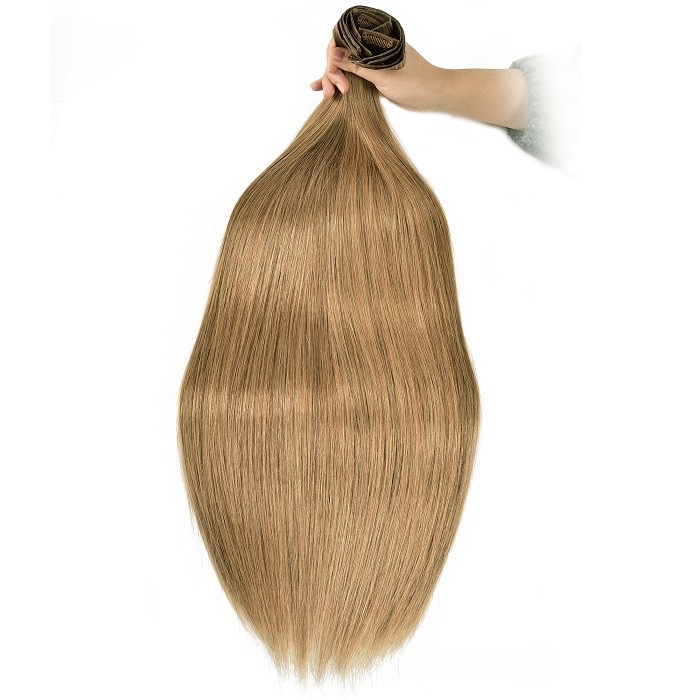 Kriyya Seamless Clip In Hair Extensions Light Golden Brown Remy Human Hair