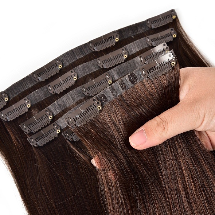 Kriyya Best Seamless Clip In Hair Extensions Dark Brown Remy Hair