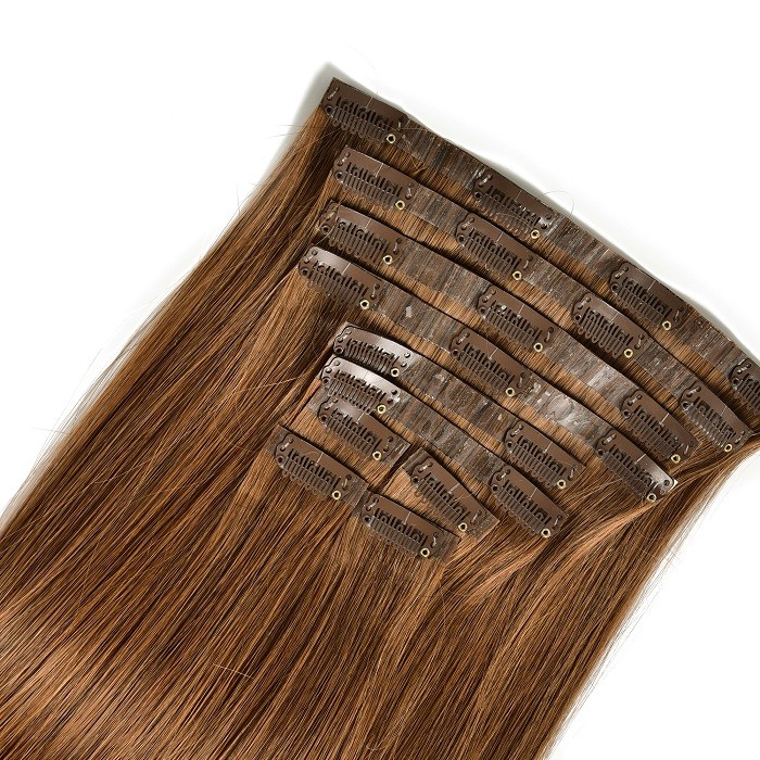 Kriyya Seamless Clip In Hair Extensions Chestnut Brown Remy human Hair Extensions