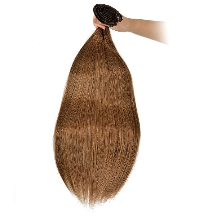 Kriyya Seamless Clip In Hair Extensions Chestnut Brown Remy human Hair Extensions