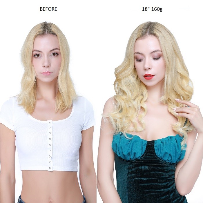 Kriyya Clip In 18 Inch Hair Extensions Platinum Blonde Remy Hair