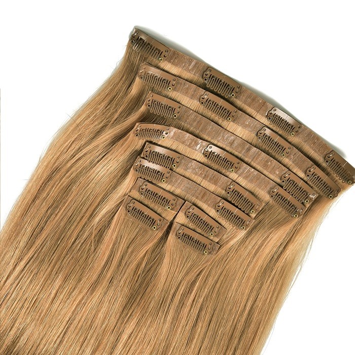 Kriyya Human Hair Seamless Clip Ins Strawberry Blonde Remy Hair Extensions