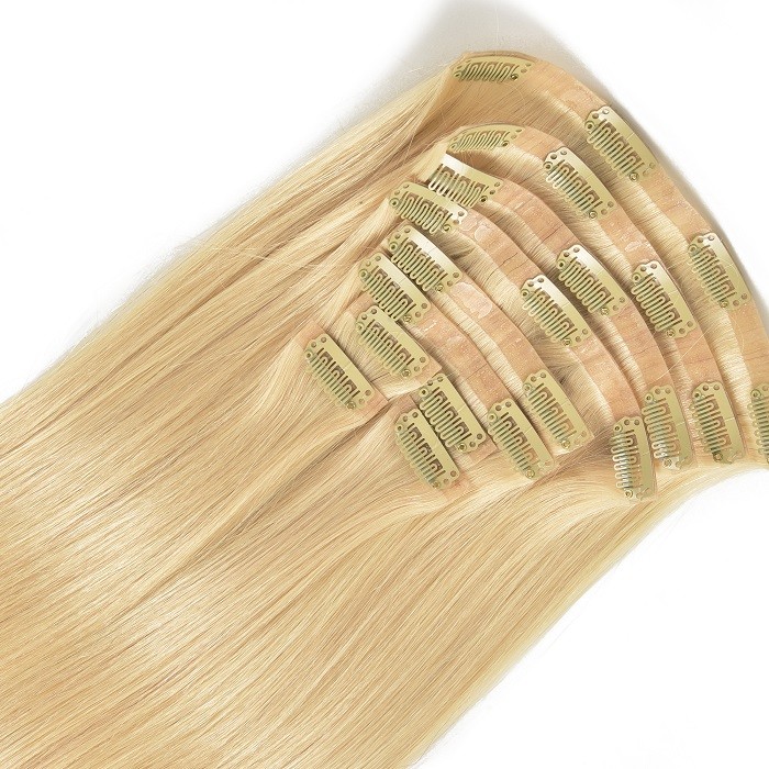 Kriyya Natural Hair Best Seamless Clip In Hair Extensions Blonde 100% Human Hair