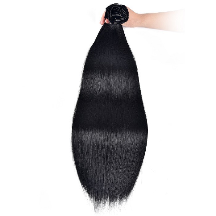 Kriyya Seamless Clip In Human Hair Extensions Jet Black Remy Hair Extensions
