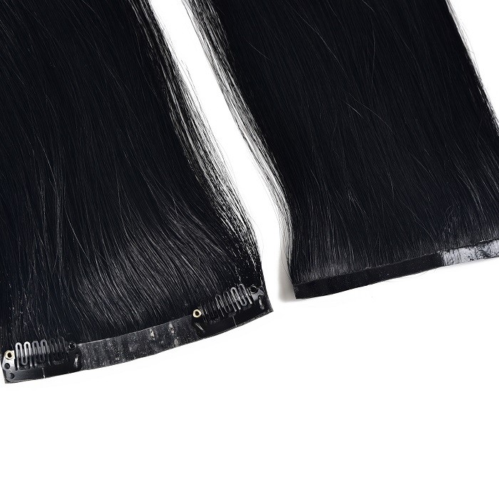 Kriyya Seamless Clip In Human Hair Extensions Jet Black Remy Hair Extensions