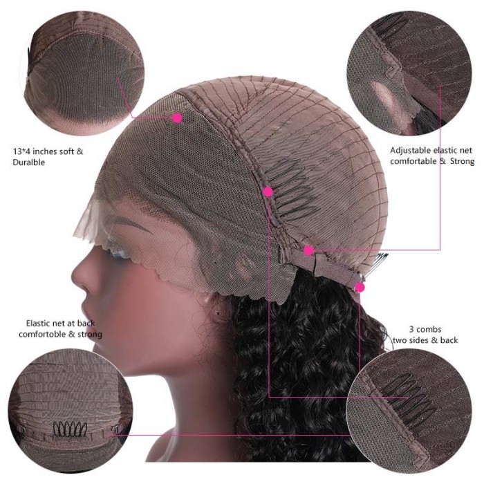 Kriyya  Jerry Curly 13x6 Lace Front Wig 180% Density Pre Plucked Human Hair Wigs