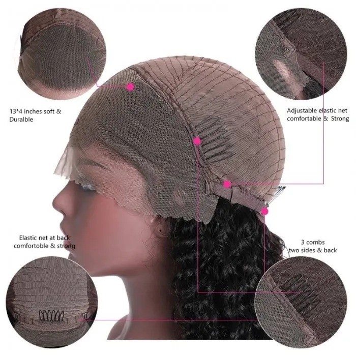 Kriyya  Jerry Curly Human Hair 13x4 Lace Front Wig Pre-plucked Virgin Hair Wig 150% Density