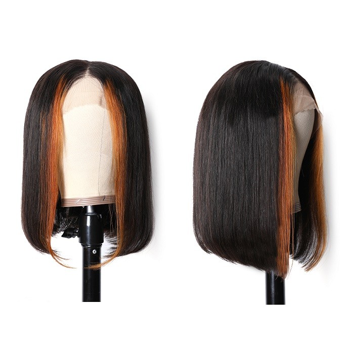 Kriyya 13x4 Lace Front Wigs 150% Density Straight Human Hair 30#  Cinnamon Highlights Color