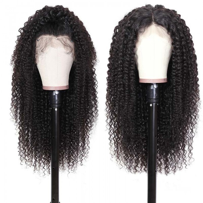 Kriyya Hair 180% Density Transparent Lace Long Curly Wig 13x6 Lace Front Wig Human Hair 