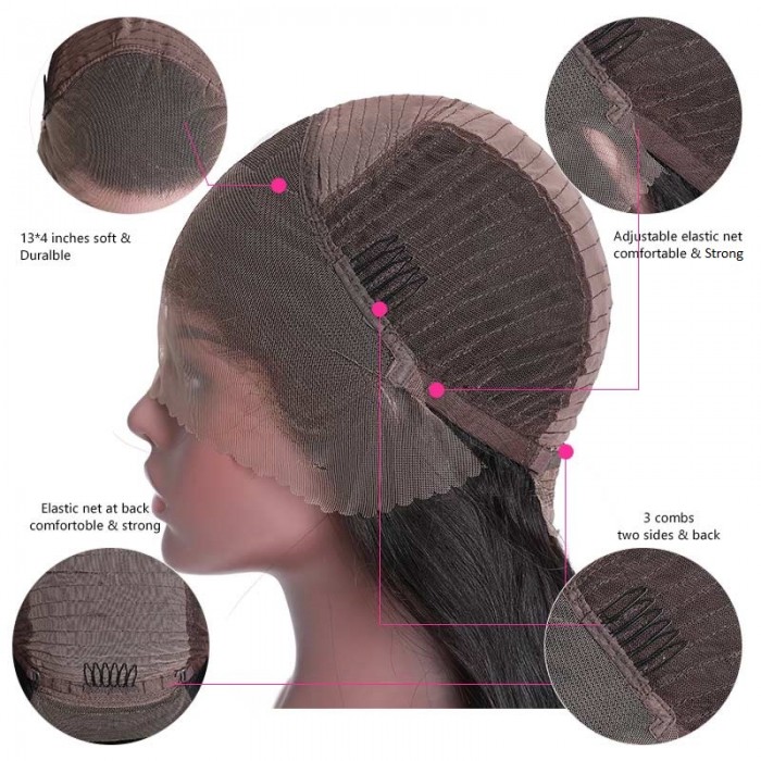 Kriyya Short Straight Wigs 13x4 Lace Front Human Hair Blunt Cut Bob Wig With Bangs 130% Density