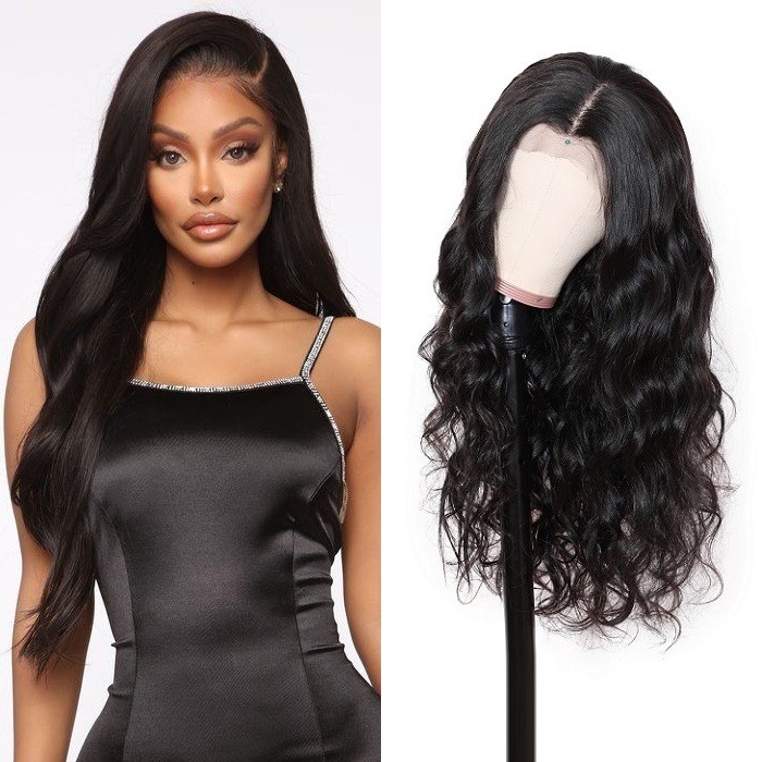 Kriyya 13x4 Transparent Lace Frontal Wig Pre Plucked Body Wave Human Hair Wigs 180% Density 