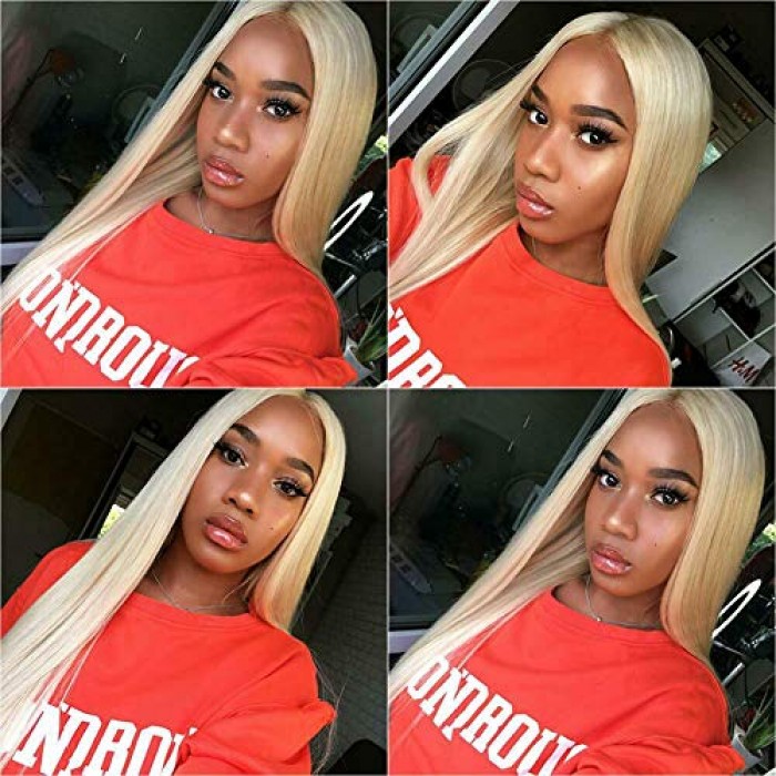 Kriyya 13x6 613 Blonde Lace Front Wigs Pre-plucked Straight Human Hair Wig 150% Density