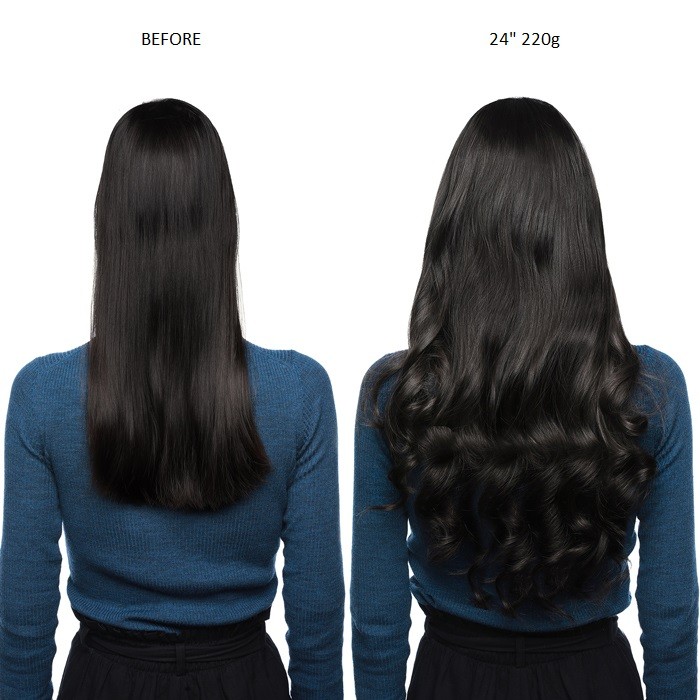 Kriyya Real Hair Extensions Clip In Jet Black Hair Color 24 Inch Hair Extensions