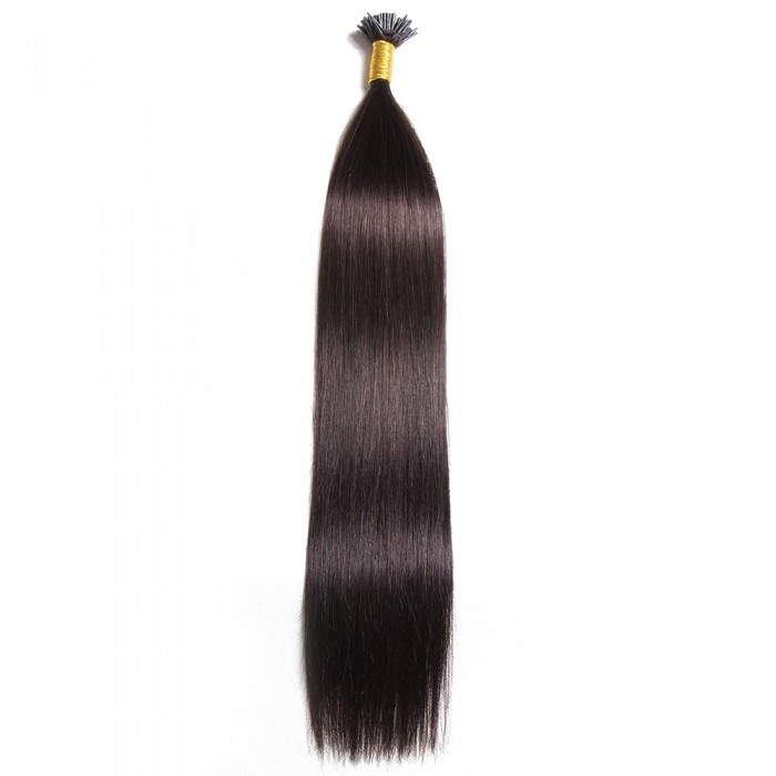 Kriyya 100% Remy I-Tip Hair Extensions-Off Black