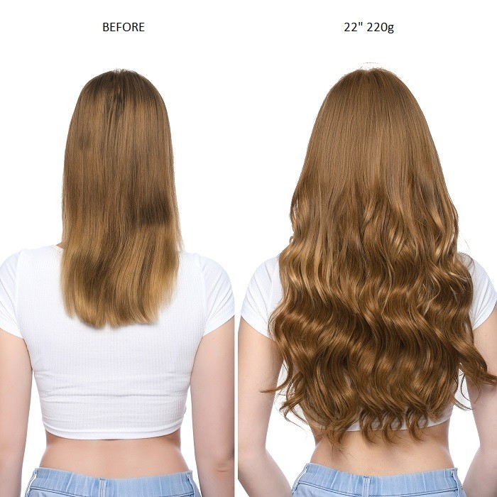 Kriyya Remy Hair Clip In Hair Extensions 22 Medium Golden Brown