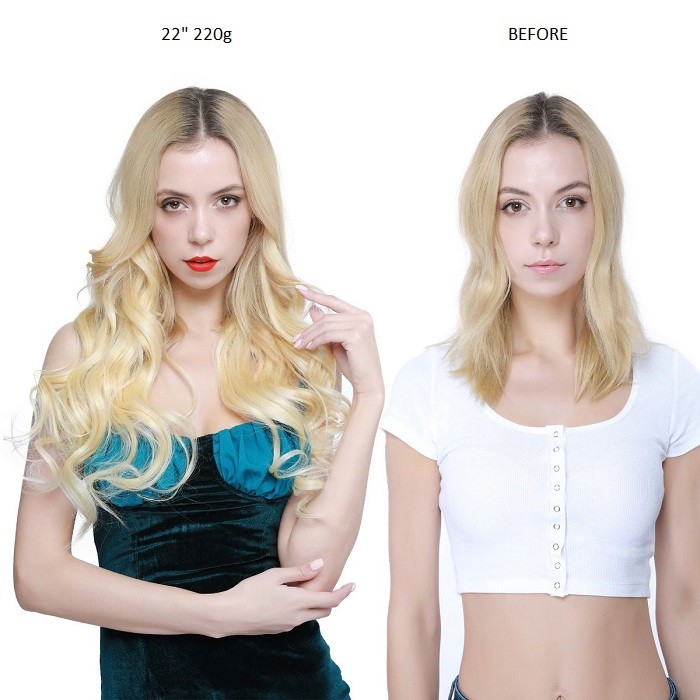 Kriyya 220g Clip In Hair Blonde Remy Hair Extension 100 Remy Human Hair Extensions