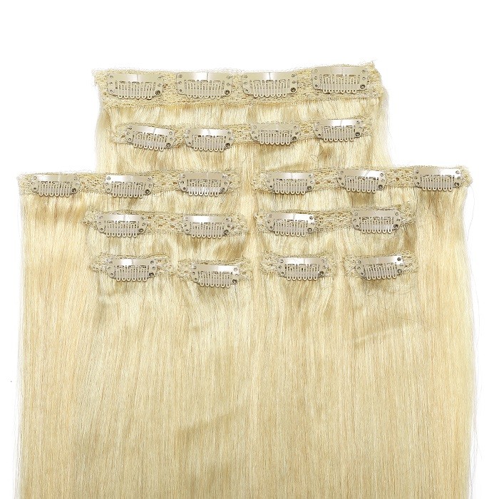 Kriyya 18 Inch Hair Extensions Blonde Clip In 100 Human Hair