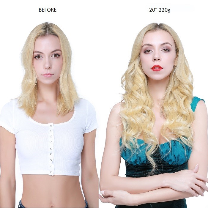 Kriyya Blonde Hair Color 20 Inch Hair Extensions For Short Hair Clip In 100  Human Hair 