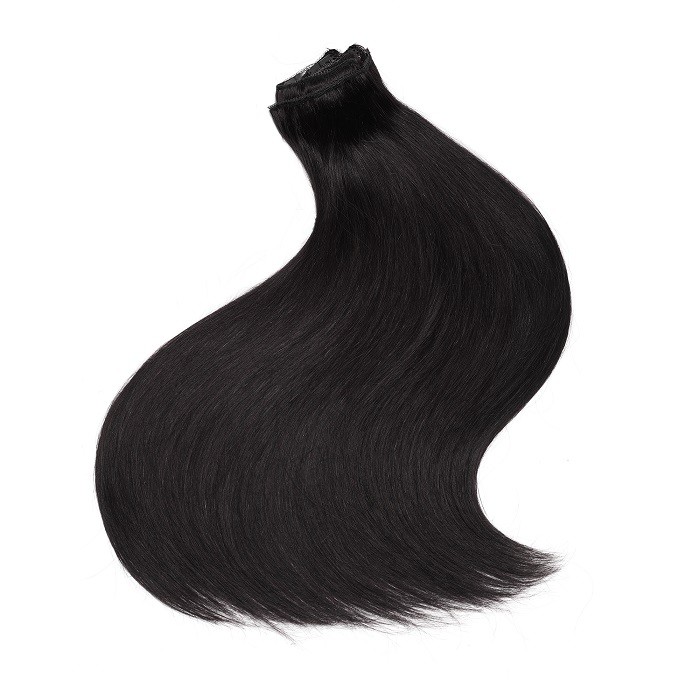 Kriyya 220g Clip In Jet Black Hair Color Real Hair Extensions 20-24 Inch Hair Extensions
