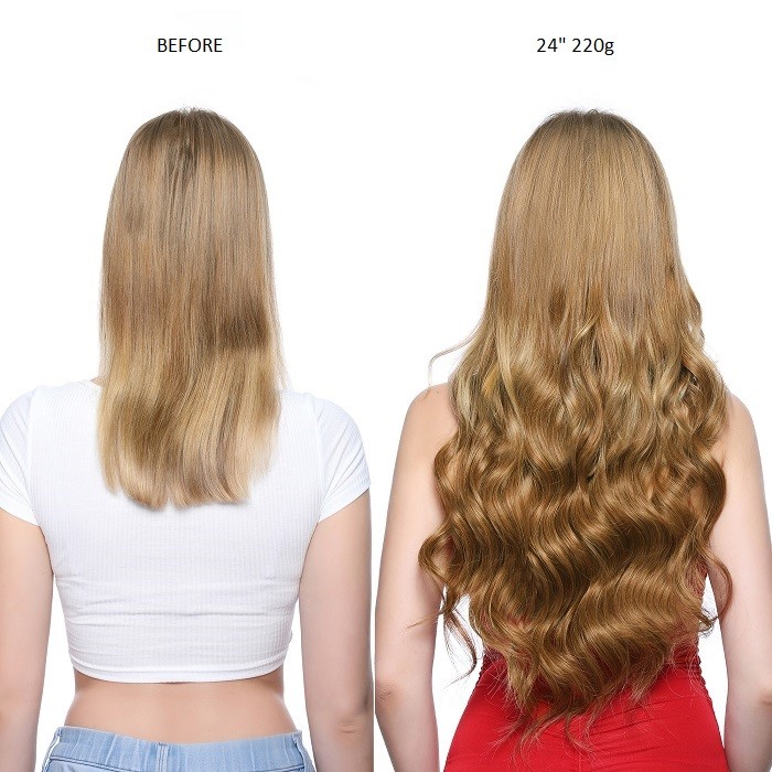 Kriyya Remy Hair Clip In Extensions Medium Golden Brown 24 Inch