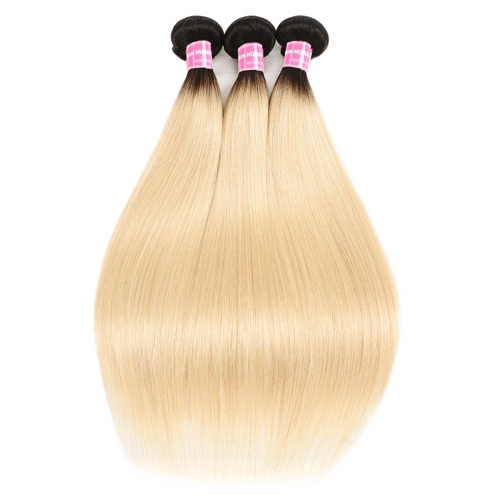 Kriyya 3 Bundles Brazilian Straight Hair T1B/613 Color 100 Human Hair  Bundles 