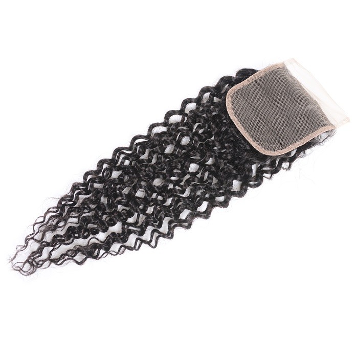 Kriyya 4 Bundles Indian Jerry Curly Hair Weave With Closure 4x4 Inch