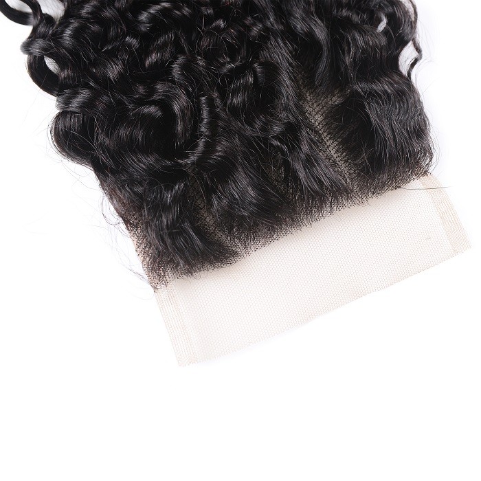 Kriyya 4 Bundles Indian Jerry Curly Hair Weave With Closure 4x4 Inch