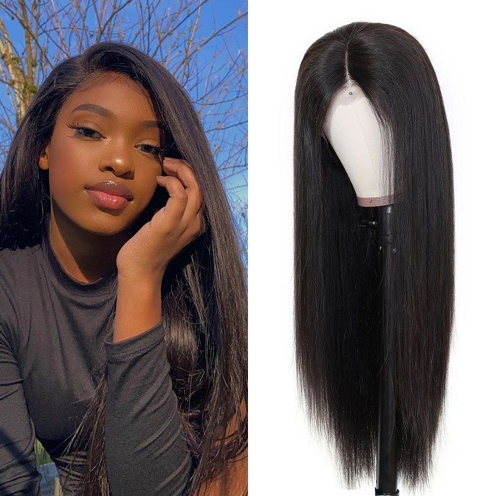 Kriyya 4x4 Lace Closure Wig Full 180% Density Straight Human Hair Wig For Sale