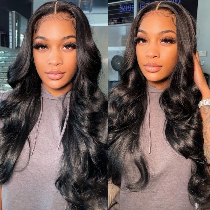 Kriyya Pre Plucked 13x6 Lace Frontal Wig 180% Density Remy Body Wave Human Hair Wigs