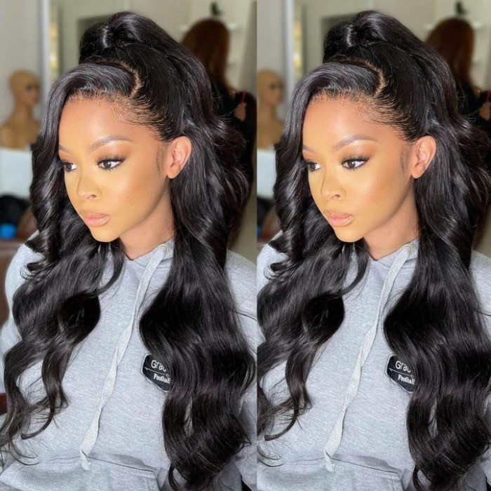 Kriyya Body Wave 13x6 HD Invisible Transparent Lace Front Human Hair Wigs With Natural Baby Hair