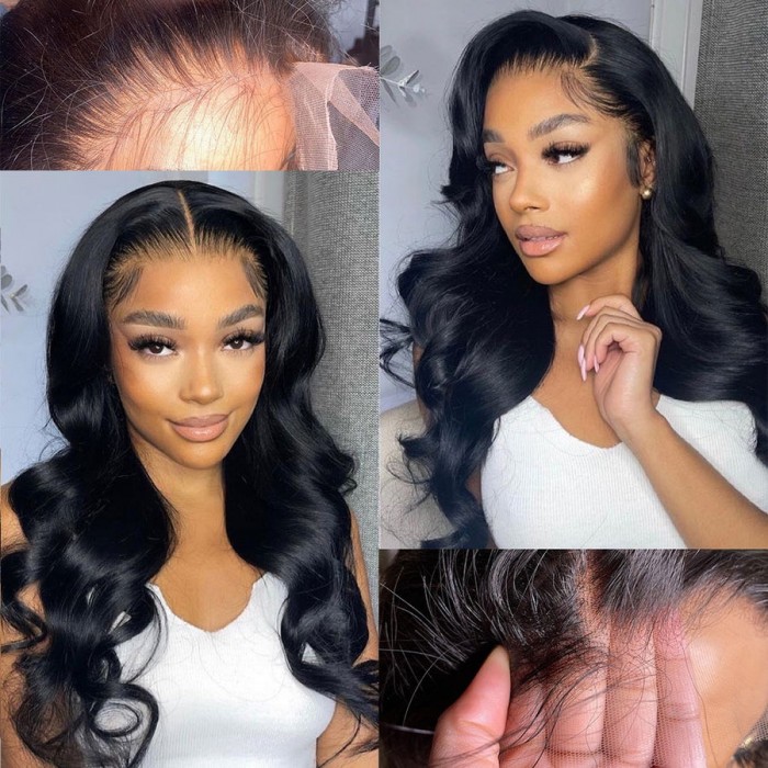 Kriyya 13x6  Lace Frontal Wigs Body Wave 180% Density Virgin Human Hair Wig