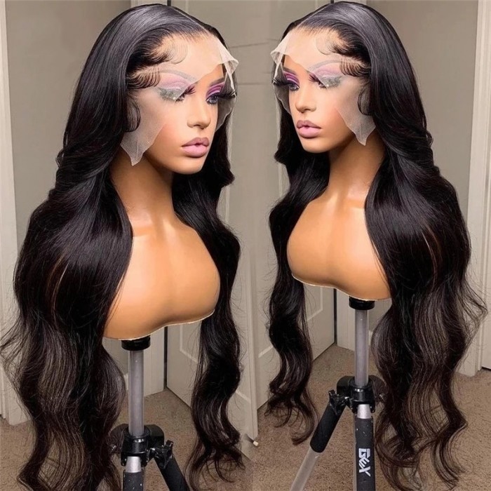 Kriyya Pre Plucked 13x6 Lace Frontal Wig 180% Density Remy Body Wave Human Hair Wigs
