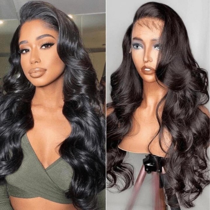 Kriyya Pre Plucked 13x6 Lace Frontal Wig 180% Density Remy Body Wave Human Hair Wigs