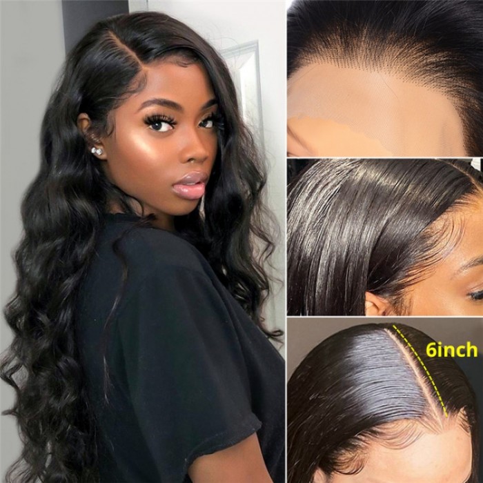 Kriyya Pre Plucked 13x6 Lace Frontal Wig 180% Density Remy Body Wave Human Hair Wigs